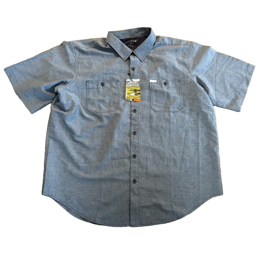 ORVIS Shirt Men's Size XXL Blue Classic Collection Short Sleeve Tech Fishing NWT